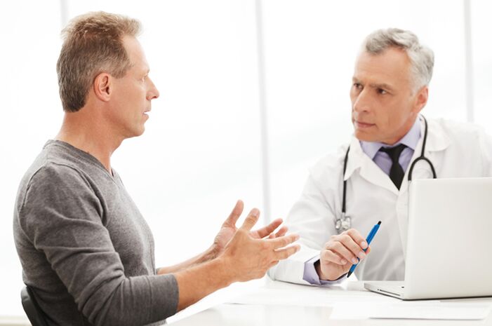 Man with chronic prostatitis at doctor's office